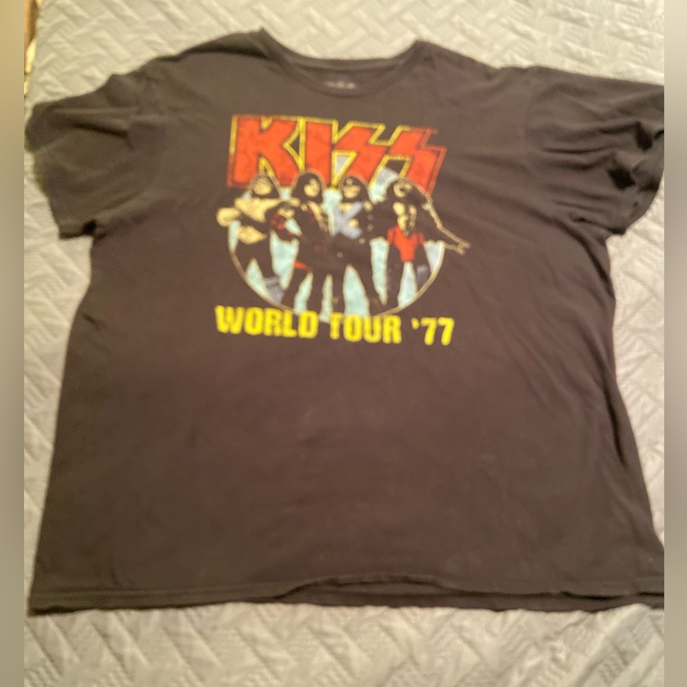 Kiss World Tour 1977 Graphic‎ Black Tee T-Shirt Size XL
